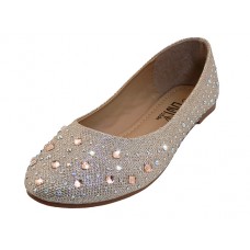 W8200L-RG - Wholesale Women's "Easy USA" Rhinestone Upper Comfortable Ballet Shoes (*Rose Gold Color)